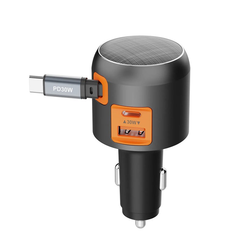 Bluejw 30W USB-C Retractable Car Charger Fast Charging, Wireless Car Charger Adapter, Automobile Chargers Power Supply - Image 1